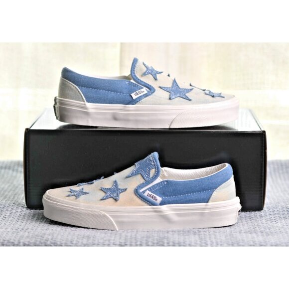 New! Size: 5.5 Women/4 Men | Vans Classic SLIP-ON Sneakers Starry Night Denim - Picture 2 of 16